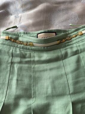 Gucci Mint Green Skirt with Gold Chain Trim
